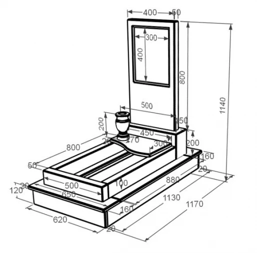 Розміри Мармуровий пам'ятник доньці одинарний з бежевого мармуру Дайна з хвилею різьблений к5-dan-pf-80-40-05-001-ck