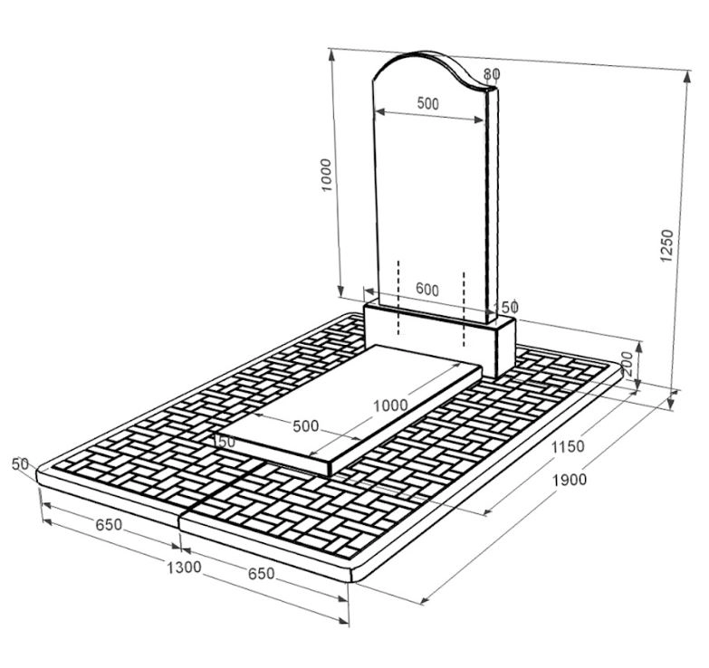 Размеры Гранитное надгробие с одним надгробием одинарное из черного гранита Коростышев с волной резное к7-kor-pf-100-50-08-011-l-pbd2