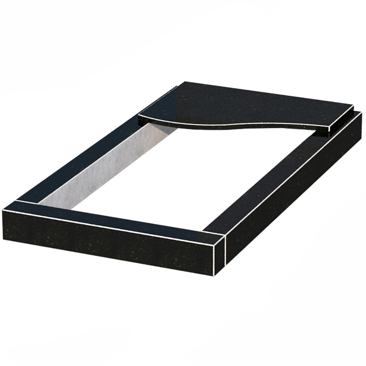 Основное Цветник на кладбище широкий 1280x700x100 из гранита серия Базис с неполированными фасками Коростышевского карьера cv-kor-npf-1280-700-3-volna-1-st