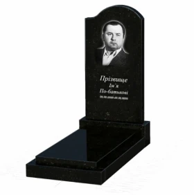 Основное Гранітний пам'ятник для тата одинарний із чорного граніту Коростишів з хвилею різьблений к12-kor-pf-100-50-08-011-r