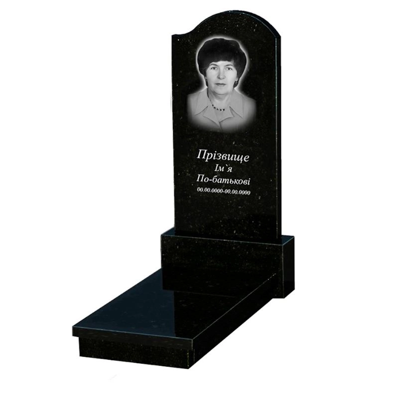 Основне Гранітний пам'ятник з хвилею різьблений одинарний із чорного граніту Коростишів к10-kor-pf-120-60-08-011-r