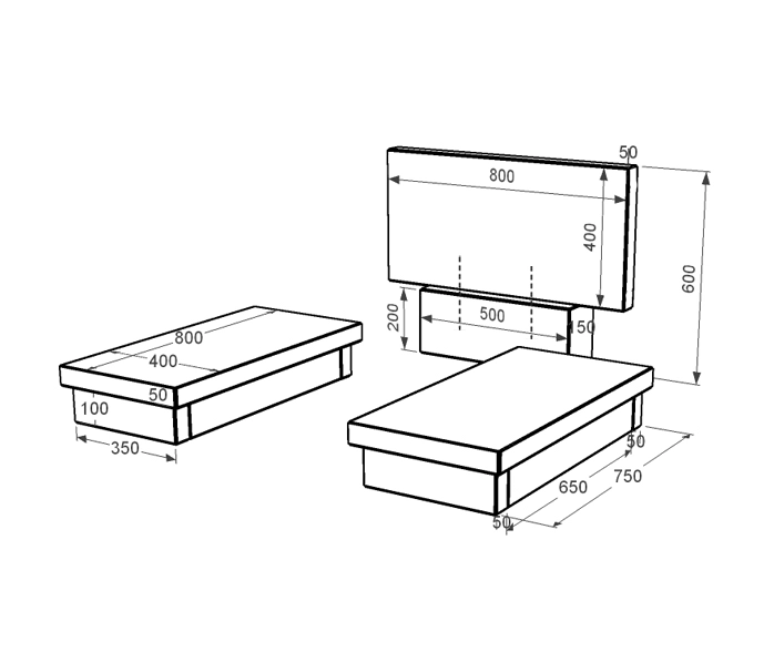 Розміри Гранітний пам'ятник для подружжя подвійний із чорного граніту Коростишів без різьблених робіт к19-kor-npf-40-80-05-001