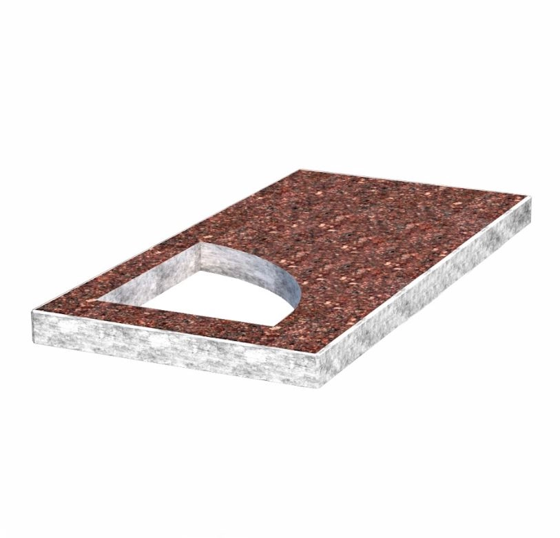 Основное Надгробная плита с неполированными фасками 1000x500x50 из Токовского гранита плита Уголок левая pl-tok-npf-npt-100-50-05-KUT-l