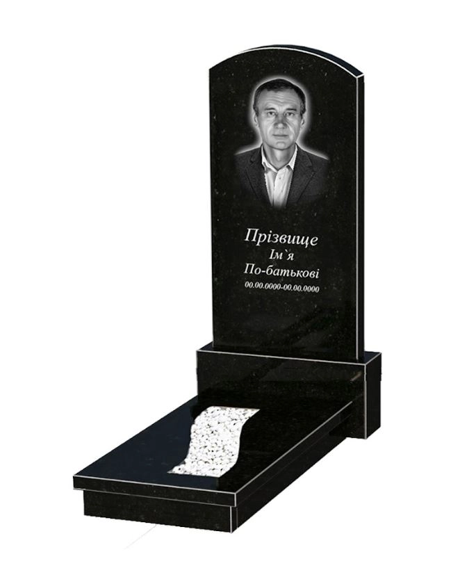 Основное Памятник надгробие из гранита на одного из черного гранита Коростышев с вырезанной полосой к23-kor-npf-120-60-08-009