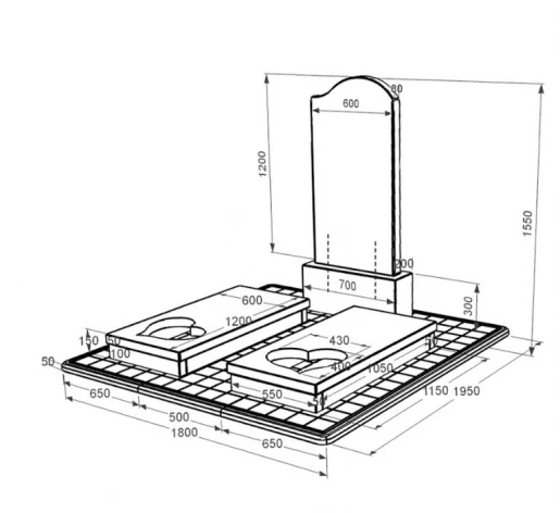 Розміри Гранітний пам'ятник виробництво Україна подвійний із чорного граніту Коростишів з серцем різьблена робота к20-kor-pf-120-60-08-011-r-pbd3