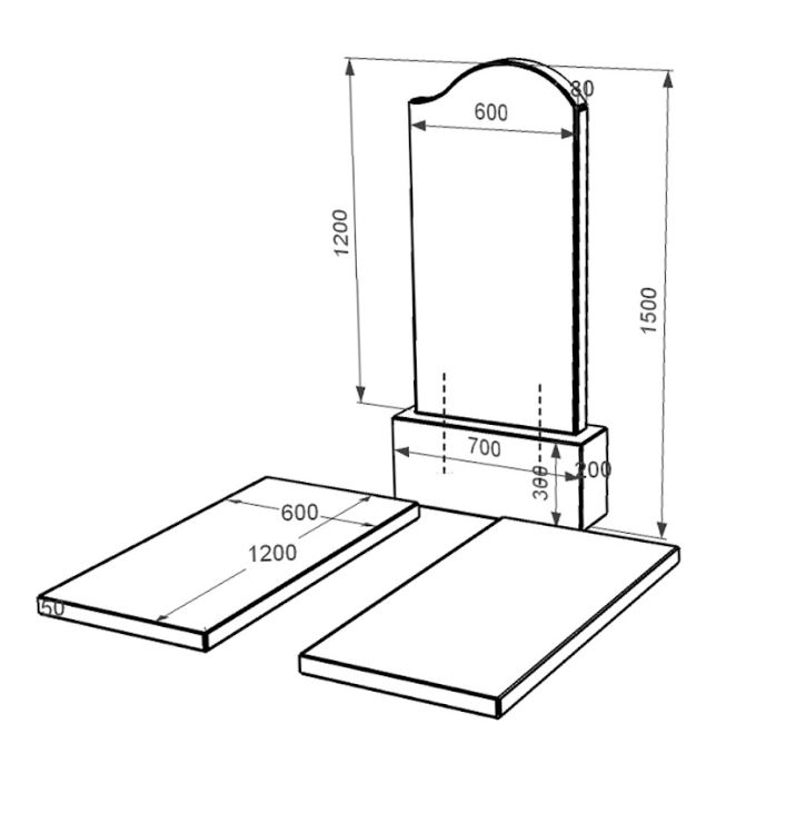 Размеры Памятник из гранита с надгробной плитой двойной из черного гранита Коростышев с волной резной к17-kor-npf-120-60-08-011-r