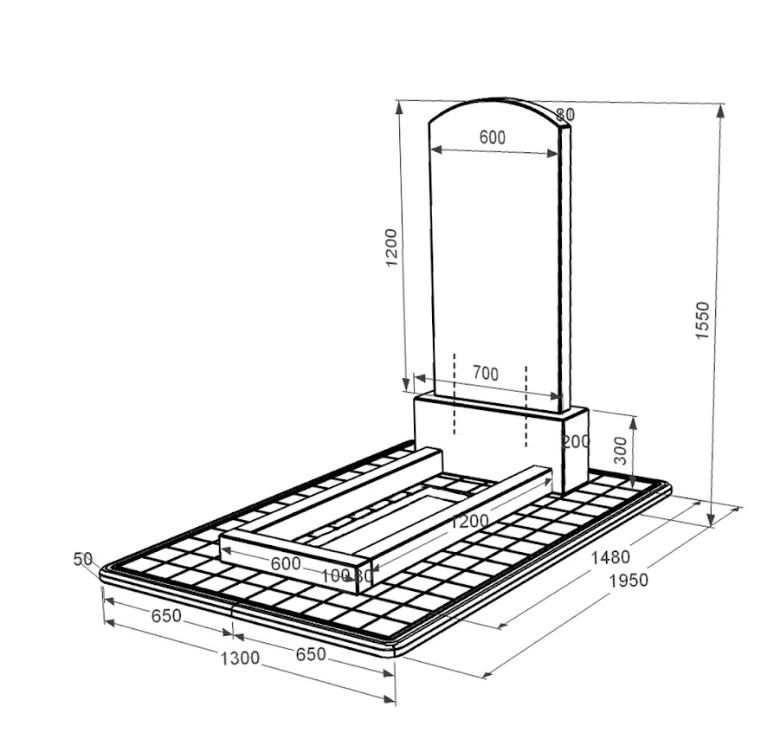 Розміри Гранітний надгробок з квітником без плити одинарне з дугою різьблене із чорного граніту Коростишів Дуга 009 к1-kor-pf-120-60-08-009-pbd3