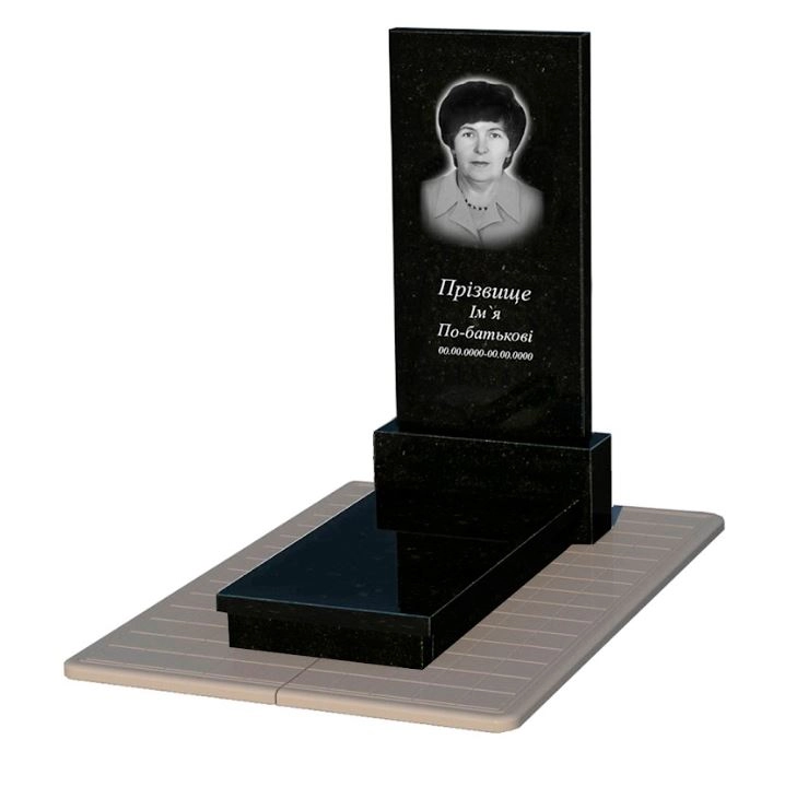 Основное Гранитный памятник на кладбище без резных работ одинарный из черного гранита Коростышев к10-kor-pf-120-60-08-001-pbd3