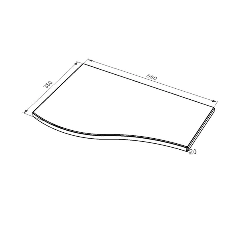 Размеры Плита на цветник на кладбище 550x350x20 Волна одинарная короткая с неполированными фасками из Токовского гранита левая pnk-tok-npf-55-35-02-l