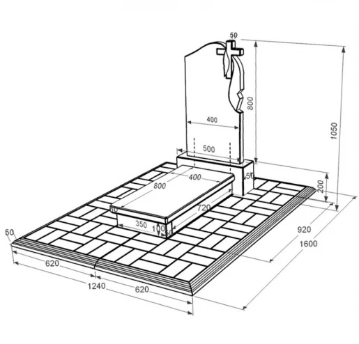 Размеры Памятник из гранита с гробницей одинарный из черного гранита Коростышев с крестом и плащаницей резной к10-kor-pf-80-40-05-142-r-pbd1