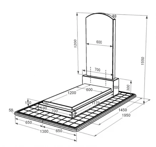 Размеры Гранитный памятник длиной 145 см одинарный с дугой резной из черного гранита Коростышев Дуга 009 к12-kor-npf-120-60-08-009-pbd3