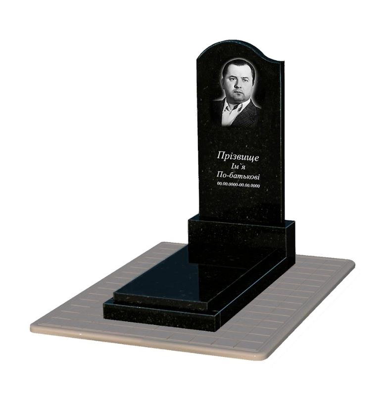 Основне Гранітна могильна пам'ятка на одного із чорного граніту Коростишів з хвилею різьблений к12-kor-pf-120-60-08-011-l-pbd3