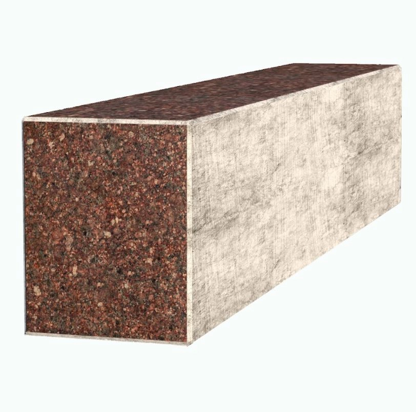 С других сторон Брус для цветника и гробницы коричневый 500x100x80 лицевой (тыльный) с неполированными фасками из Токовского гранита br-tok-npf-50-10-08