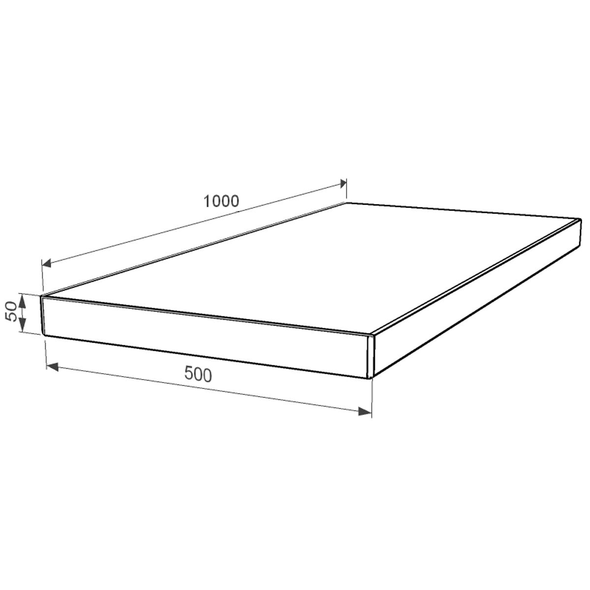 Розміри Надгробкова плита (замість квітника) Коростишів 1000x500x50 з граніту серія Базіс з неполірованими торцями із неполірованими фасками pl-kor-npf-npt-100-50-05