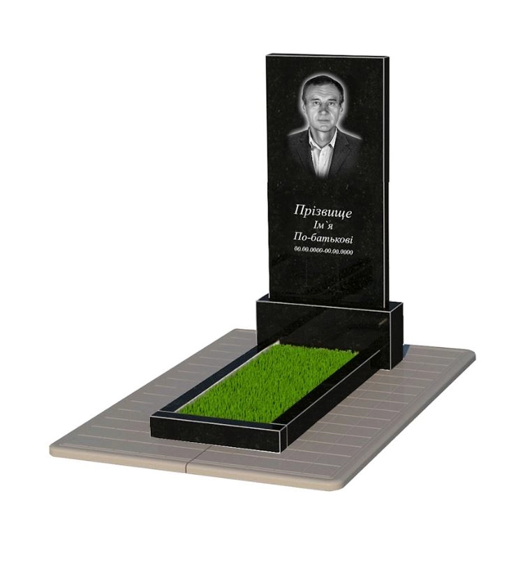 Основне Пам'ятник із граніту елітний одинарний із чорного граніту Коростишів без різьблених робіт к1-kor-npf-120-60-08-001-pbd3