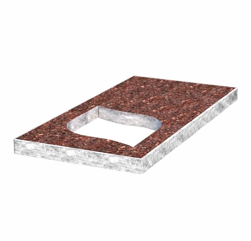 Основное Надгробная плита коричневая 1000x500x50 из Токовского гранита с неполированными фасками серия Лист правая pl-tok-npf-npt-100-50-05-LISTOK-r