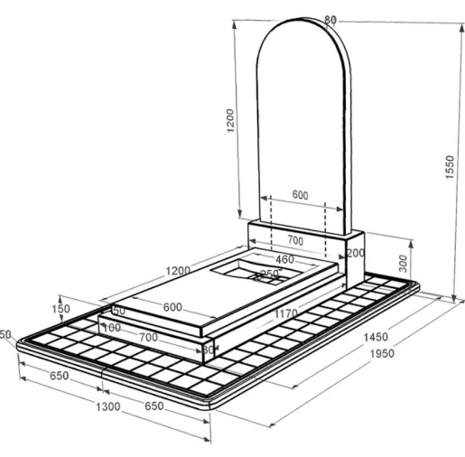 Размеры Гранитный памятник с вырезанным флагом одинарный из черного гранита Коростышев к6-kor-pf-120-60-08-006-pbd3