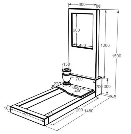 Розміри Мармур надгробок від виробника Україна з мармуру Дайна з хвилею різьблений к5-dan-pf-120-60-08-001
