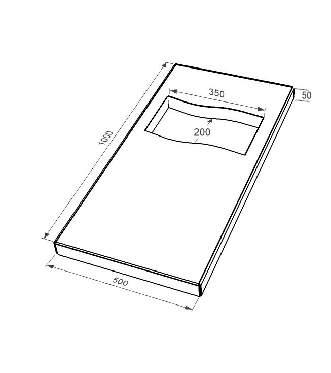 Розміри Надгробна плита 50 см шириною 1000x500x50 з граніту Букинського кар'єру із неполірованими фасками плита Прапор pl-buk-npf-npt-100-50-05-PRAPOR