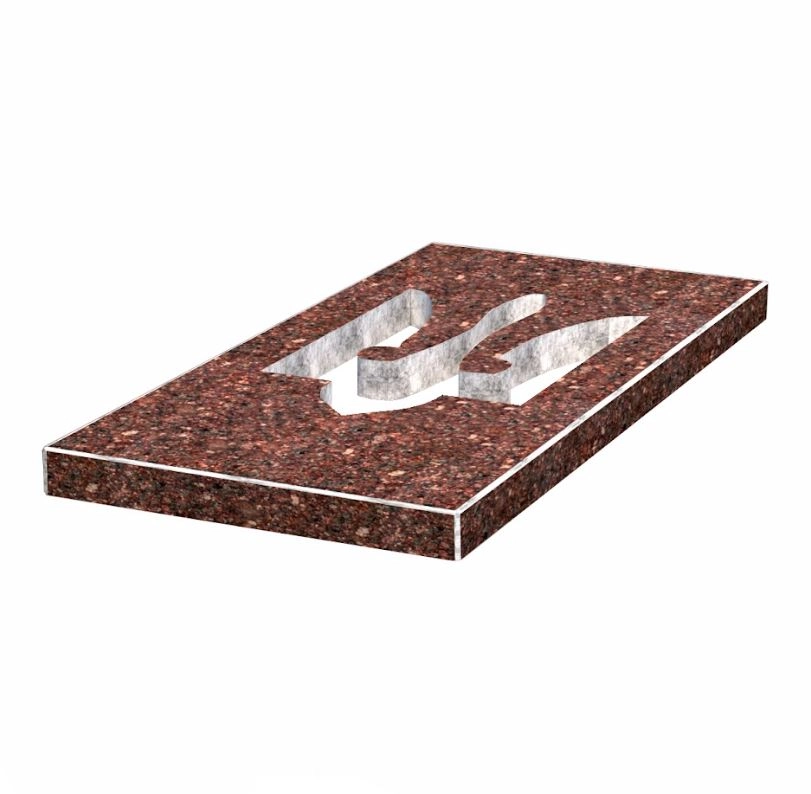 Основне Надгробна плита з Токівського граніту 1000x500x50 із неполірованими фасками плита Тризуб pl-tok-npf-pt-100-50-05-TRIZUB