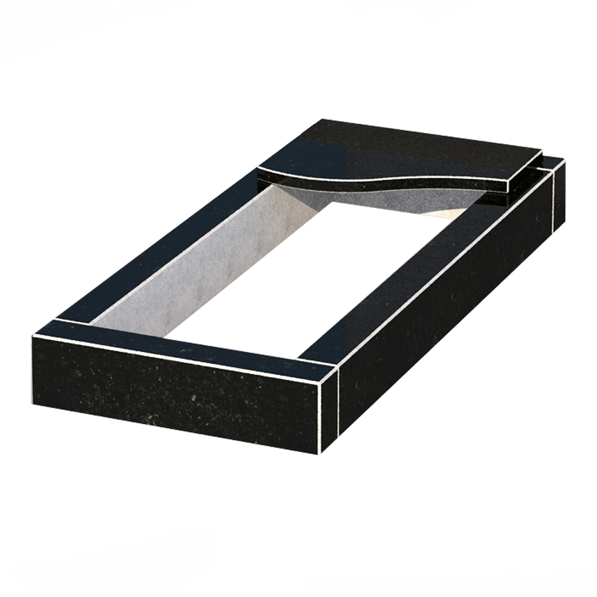 Основне Квітник на могилу висотою 10 см 1160x500x100 з граніту серія Базіс із неполірованими фасками Коростишівського кар'єру cv-kor-npf-1160-500-4-volna-1-st