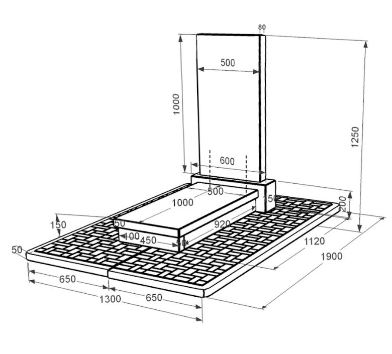 Розміри Пам'ятник із граніту без різьблених робіт одинарний із чорного граніту Коростишів к10-kor-pf-100-50-08-001-pbd2