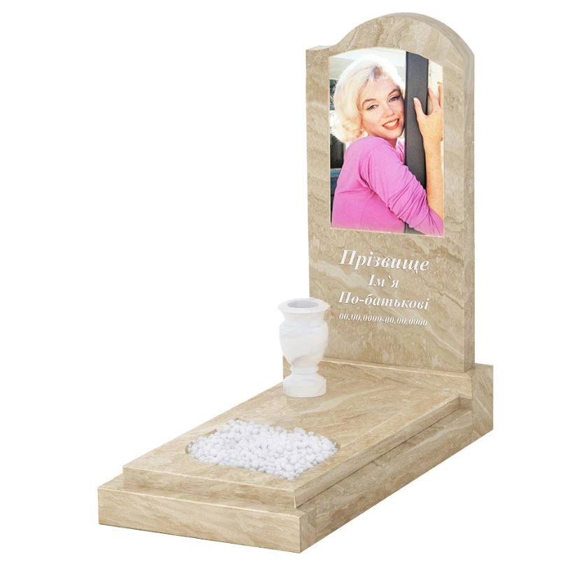 Основне Пам'ятник на могилу із мармуру з хвилею різьблений з мармуру Дайна к13-dan-pf-100-50-08-011-r