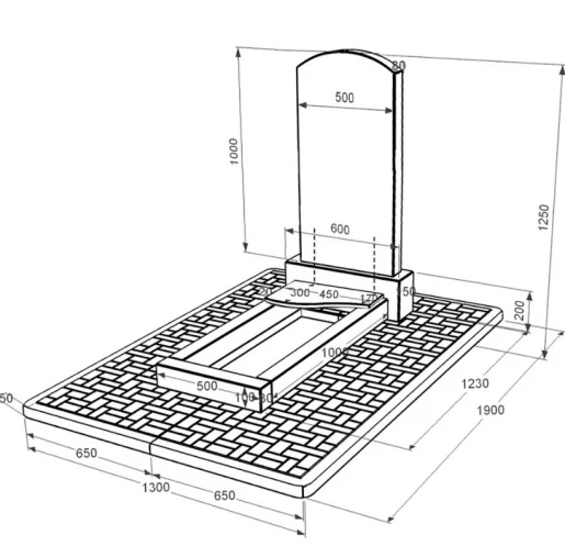 Размеры Гранитный памятник на кладбище одинарный из черного гранита Коростышев с волной резной к4-kor-npf-100-50-08-009-pbd2