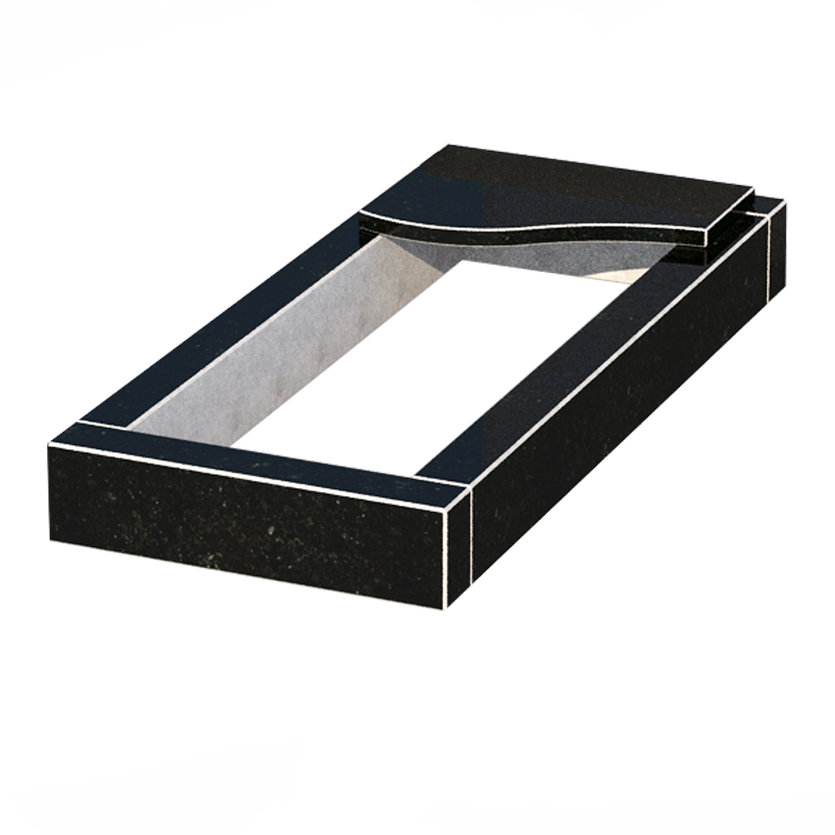 Основне Квітник на могилу довжиною 90 см 900x400x100 з граніту серія Базіс із неполірованими фасками Коростишівського кар'єру cv-kor-npf-900-400-4-volna-1-st