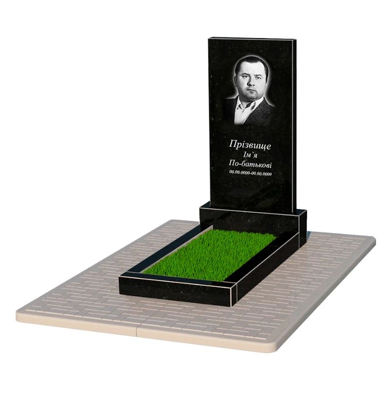 Основне Пам'ятник із граніту з квітником без плити одинарний із чорного граніту Коростишів без різьблених робіт к2-kor-npf-100-50-08-001-pbd2