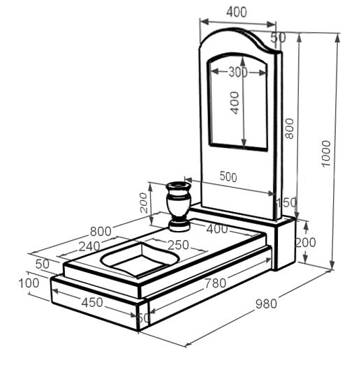 Розміри Пам'ятник із мармуру бежевого кольору одинарний з мармуру Дайна з листом різьблена робота к13-dan-pf-80-40-05-011