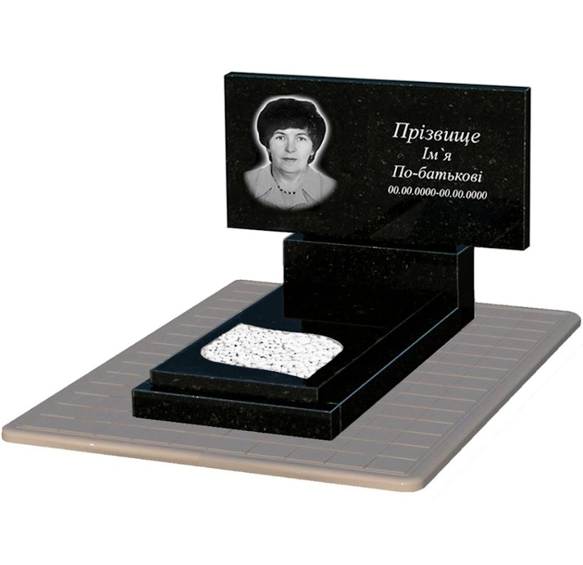 Основное Гранитный памятник стела 60х120 см одинарный из черного гранита Коростышев с листом резная работа к13-kor-pf-60-120-08-001-pbd3