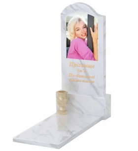 Мармуровий пам'ятник із мармуру Волокас одинарний фігурний різьблений к7-vol-pf-120-60-08-011-l