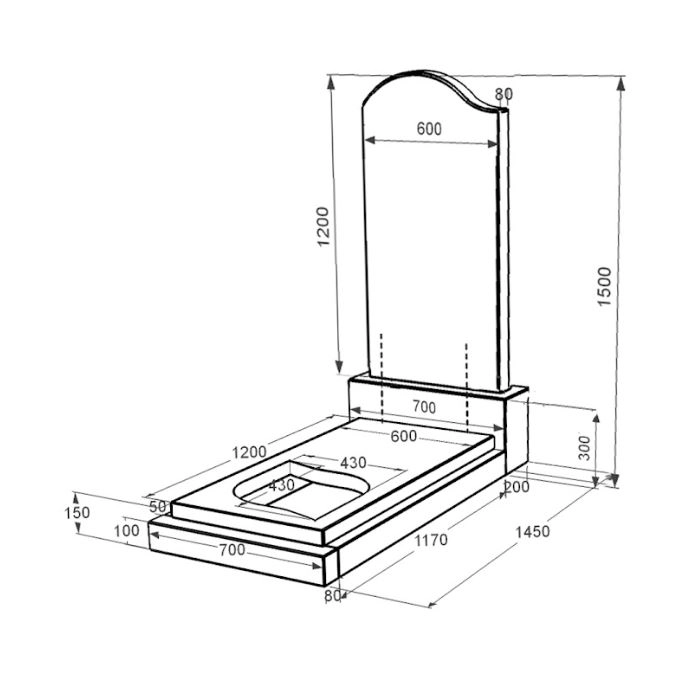 Розміри Пам'ятник на могилу із граніту з листом та хвилею різьблена робота одинарний із чорного граніту Коростишів к13-kor-npf-120-60-08-011