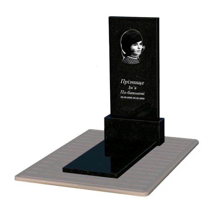 Основне Гранітний пам'ятник без різьблених робіт одинарний із чорного граніту Коростишів к7-kor-pf-120-60-08-001-pbd3