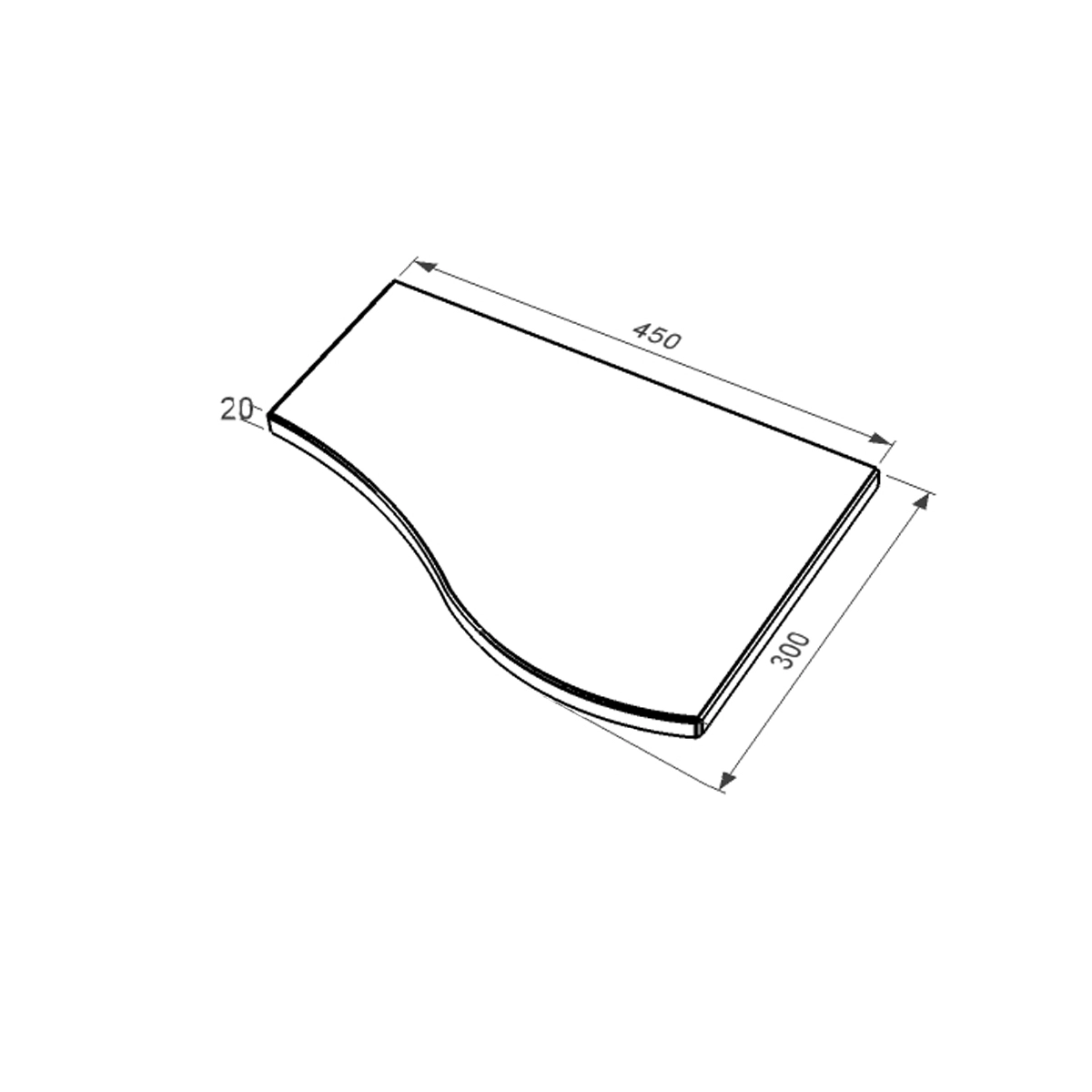 Розміри Плита на квітник могили виробництво Україна 450x300x20 з граніту серія Хвиля одинарна коротка із неполірованими фасками Коростишівського кар'єру праві pnk-kor-npf-45-30-02-r
