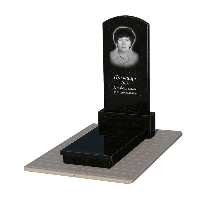 Основное Гранитный памятник элитный одинарный с дугой резной из черного гранита Коростышев Дуга 009 к10-kor-pf-120-60-08-009-pbd3