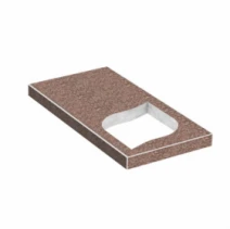 Надгробная плита на кладбище 800x400x50 из Токовского гранита с неполированными фасками Лист правая pl-tok-npf-pt-80-40-05-LISTOK-r