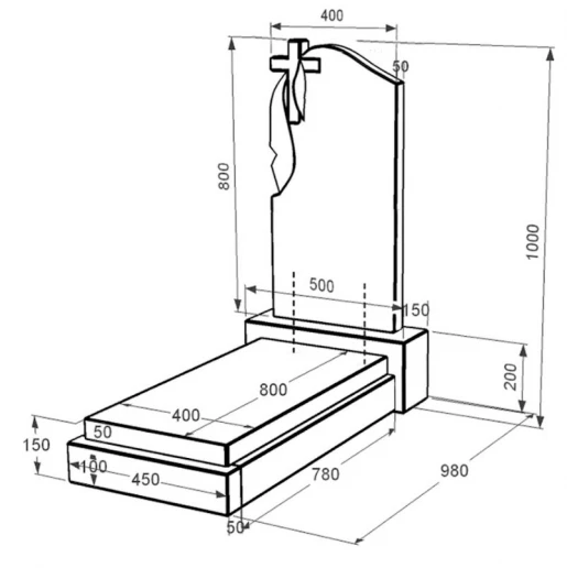 Размеры Гранитный памятник с плащаницей резной одинарный из черного гранита Коростышев с крестом резной к12-kor-pf-80-40-05-142