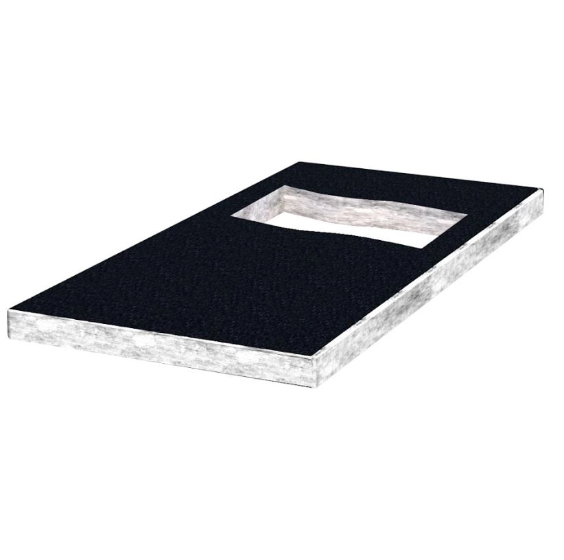 Основне Надгробна плита великого розміру 1200x600x50 з граніту Букинського кар'єру із неполірованими фасками плита Прапор pl-buk-npf-npt-120-60-05-PRAPOR