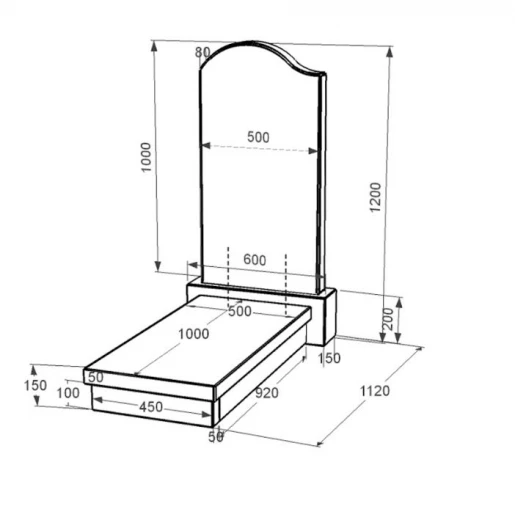 Розміри Пам'ятник із граніту для мужчини одинарний із чорного граніту Коростишів з хвилею різьблений к10-kor-npf-100-50-08-011