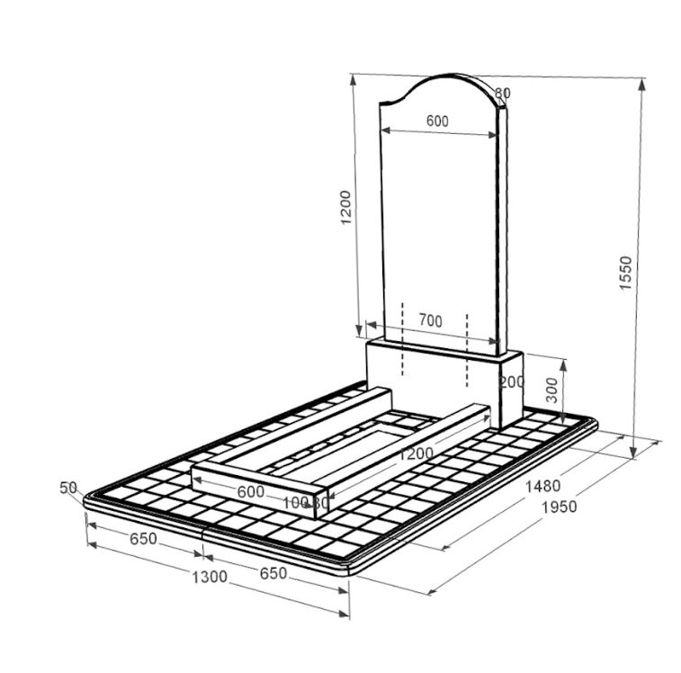Розміри Гранітний пам'ятник з квітником без плити одинарний із чорного граніту Коростишів з хвилею різьблений к1-kor-pf-120-60-08-011-r-pbd3