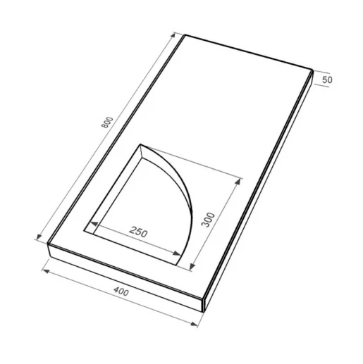Размеры Надгробная плита бежевая 800x400x50 из мрамора Дайна с полированными фасками плита Уголок левая pl-dan-pf-pt-80-40-05-KUT-l