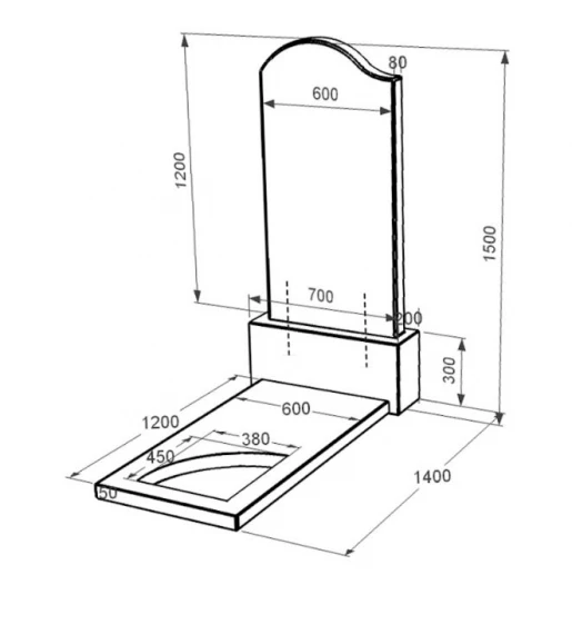 Размеры Гранитный памятник для юношей одинарный из черного гранита Коростышев с вырезанным уголком к9-kor-pf-120-60-08-011-l
