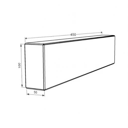 Розміри Брус для квітника та гробниці з граніту 450x100x50 лицьовий (тильний) із неполірованими фасками з Токівського граніту br-tok-npf-45-10-05