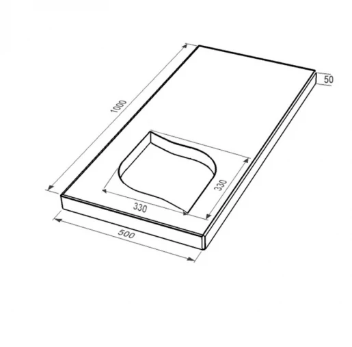 Розміри Надгробна плита бежева 1000x500x50 з мармуру Дайна з полірованими фасками серія Лист ліва pl-dan-pf-pt-100-50-05-LISTOK-l
