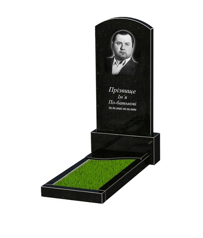 Основное Памятник из гранита с волной резной одинарный из черного гранита Коростышев к4-kor-npf-120-60-08-009