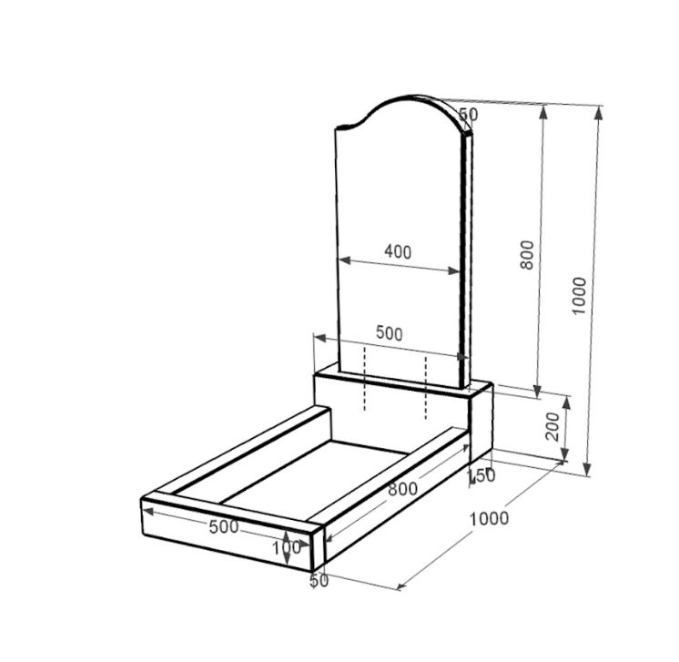 Розміри Гранітний пам'ятник висотою 100 см одинарний із чорного граніту Коростишів з хвилею різьблений к2-kor-npf-80-40-05-011-r
