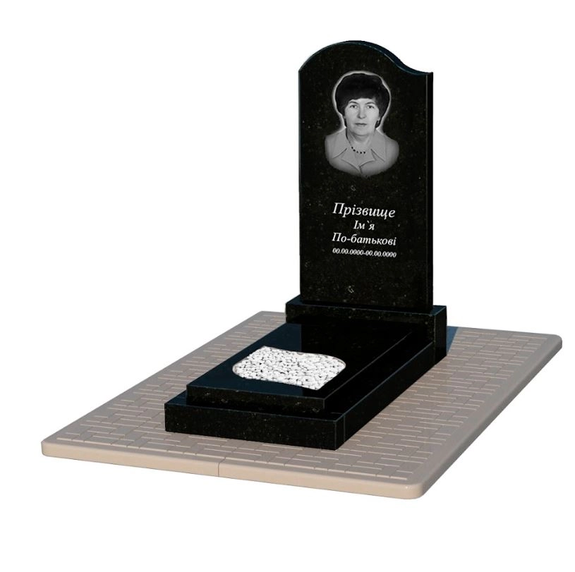 Основне Пам'ятник із граніту з листом різьблена робота одинарний із чорного граніту Коростишів к13-kor-pf-100-50-08-011-l-pbd2