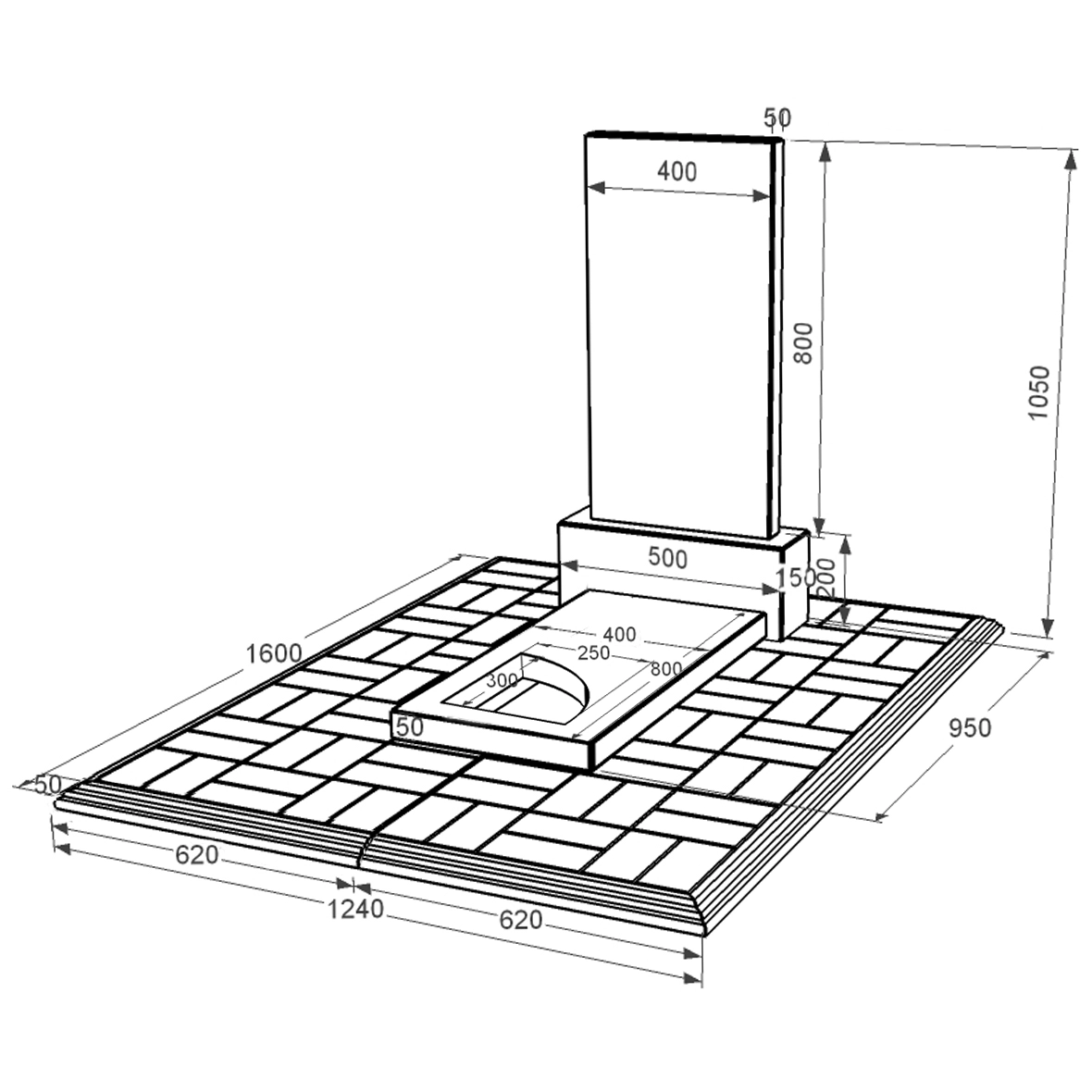 Размеры Гранитный памятник высотой 100 см одинарный из черного гранита Коростышев с вырезанным уголком к97-kor-npf-npt-80-40-05-001-pbd1
